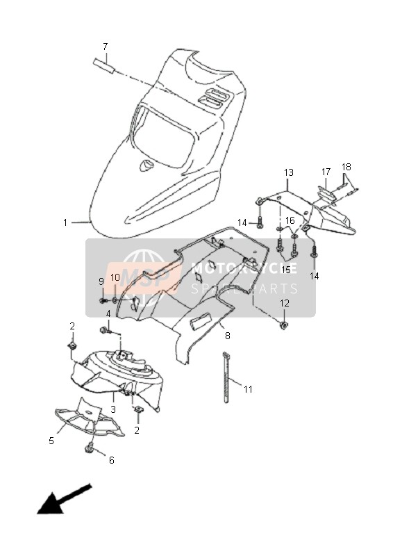 Yamaha CW50L 2011 Parafango anteriore per un 2011 Yamaha CW50L